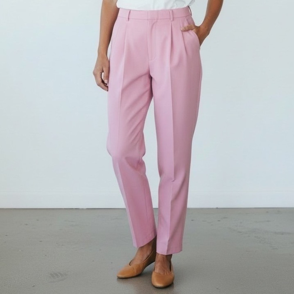 Sag Harbor Petite Pink Pleated High Rise Trousers Pants Womens 12P Easter Spring